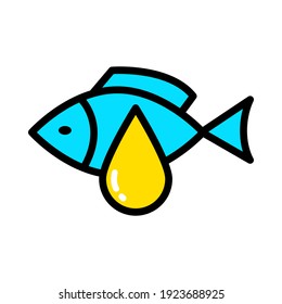 Omega 3 logo design. Fish oil vector design. Fish oil simple color icon