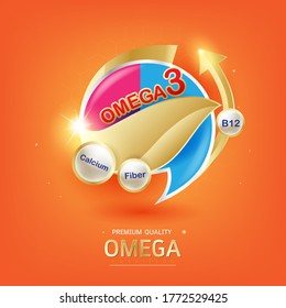 Omega 3 Nutrition and Vitamin - Concept Logo Products for Kids.