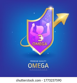 Omega 3 Nutrition and Vitamin - Concept Logo Products for Kids.