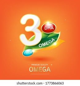 Omega 3 Nutrition and Vitamin - Concept Logo Products for Kids.