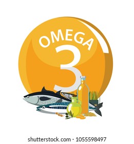 Omega 3. Polyunsaturated fatty acids. Natural organic food with high omega-3 content. Fundamentals of healthy nutrition.