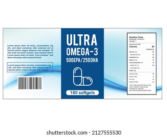 omega 3 supplement label design vector illustration