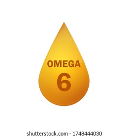 Omega 6 gold icon. drop pill capsule. Vitamin complex design