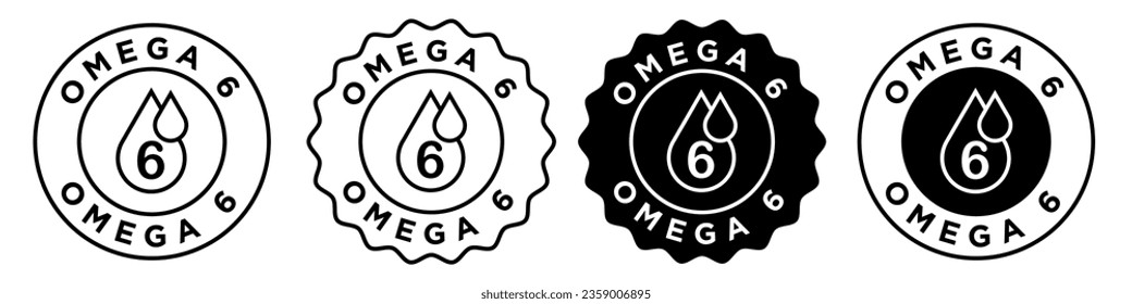 Omega-6-Symbol. Hautpflegemittel oder Haarpflegemittel mit Fettölsymbol. Omega sechs Nahrungsergänzungsmittel Pille Vektor.