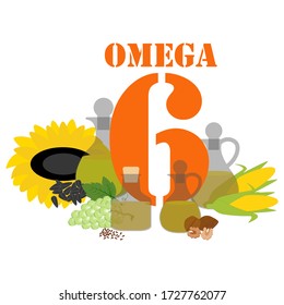 Omega 6 illustration on the white background. Vector illustration