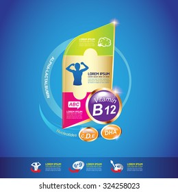Omega Calcium and Vitamin for Kids Vector Concept