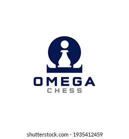 Omega Chess Logo Design Vector