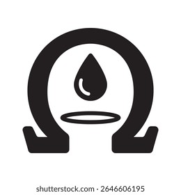 Omega fatty acid supplement glyph icon with oil drop symbol for fish oil nutrition and healthy food source vector illustration vector solid glyph icon