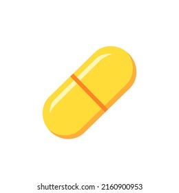 Omega fish oil capsule, dietary supplement pill for wellness, vector illustration. Tablet of vitamins or remedy