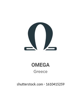 Omega glyph icon vector on white background. Flat vector omega icon symbol sign from modern greece collection for mobile concept and web apps design.