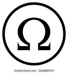 Icono omega. Estilo plano Forma de círculo aislada en fondo blanco. Ilustración del vector