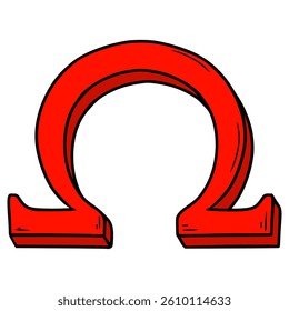 omega icon illustration hand drawn isolated vector