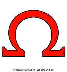 omega icon illustration hand drawn isolated vector
