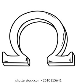 omega icon illustration hand drawn outline vector