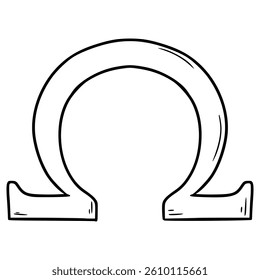 omega icon illustration hand drawn outline vector