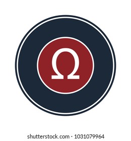 Omega icon sign in circle