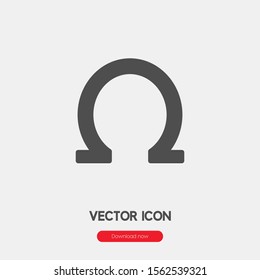 Omega icon vector. Omega symbol. Linear style sign for mobile concept and web design. Omega symbol illustration. Pixel vector graphics - Vector.