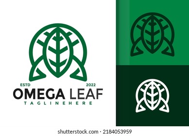 Omega Leaf Logo Design, brand identity logos vector, modern logo, Logo Designs Vector Illustration Template