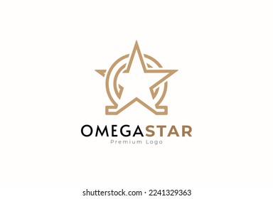 Omega Logo design, omega with star combination, usable for brand and business logos, flat design logo template, vector illustration