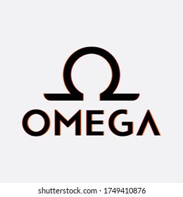 Omega Logo icon Vector and Omega Glitch Logo concept 