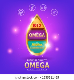 Omega Nutrition and Vitamin Vector  for Kids Products.