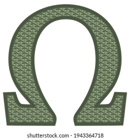 Omega Sign With 3D Pattern Vector Illustration. Greek Letter Onega Isolated On White Background. Ohm Symbol
