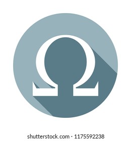 Omega sign icon in Flat long shadow style. One of web collection icon can be used for UI, UX