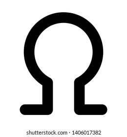 omega symbol icon, as a user interface icon, with an outline vector style