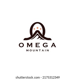 Símbolo Omega con forma de montaña icono diseño de icono ilustración vectorial plana
