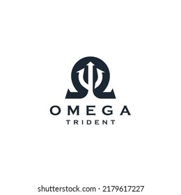 Símbolo Omega con forma trident icono diseño de icono ilustración vectorial plana