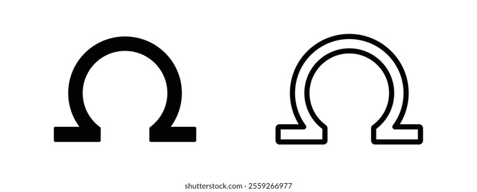 Omega vector icons set. Omega icon