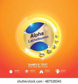 Omega Vitamin and Nutrients for Kids Vector Concept