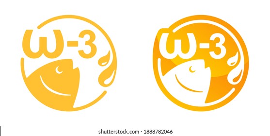 Omega-3 icon - fatty acid and oils emblem for vitamines packaging 