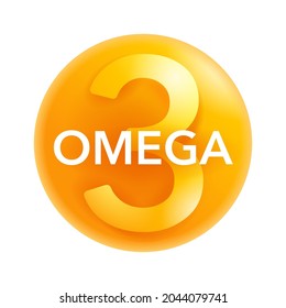 Omega-3 icon - fatty acid taken from fish oils. Emblem for vitamines labeling