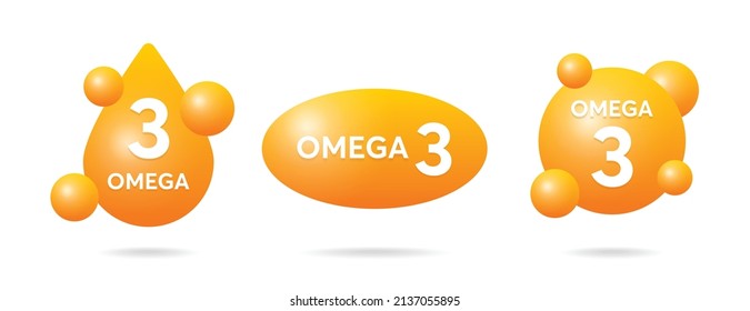 Omega-3 icon set banner. Vector illustration