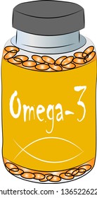 Omega-3. Jar with fish-oil 