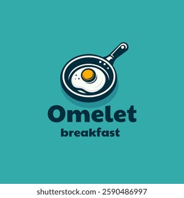  omelet Egg and Pan Skillet Cast Iron for Breakfast logo design