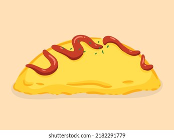 Omelet, food hand drawn, vector illustration.