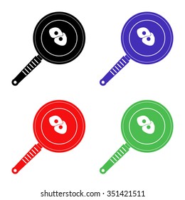 omelet in a frying pan vector icon - colored set