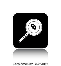 omelet in a frying pan vector icon on black button with reflection
