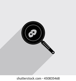 omelet in a frying pan vector icon with long shadow
