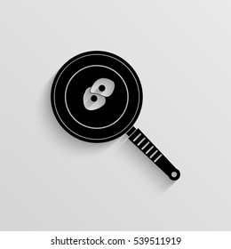 Omelet in a frying pan vector icon with  shadow