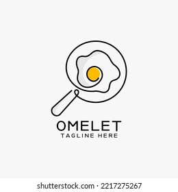 Omelet line art logo design 