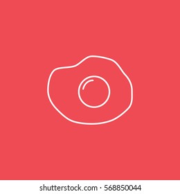 Omelet Line Icon On Red Background