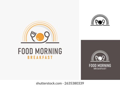 Omelet and morning sun for breakfast logo symbol icon design