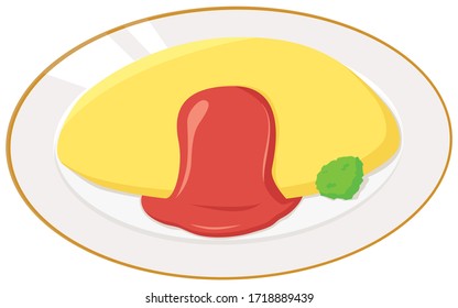 Omelet on a plate : vector illustration