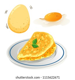 An Omelet on White Background illustration