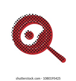 Omelet at pan icon. Vector. Brown icon with shifted black circle pattern as duplicate at white background. Isolated.