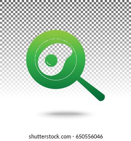 Omelet at pan icon. Vector. Green gradient icon with shadow at bottom on transparent and white background.
