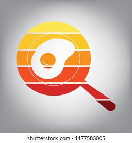 Omelet at pan icon. Vector. Horizontally sliced icon with colors from sunny gradient in gray background.